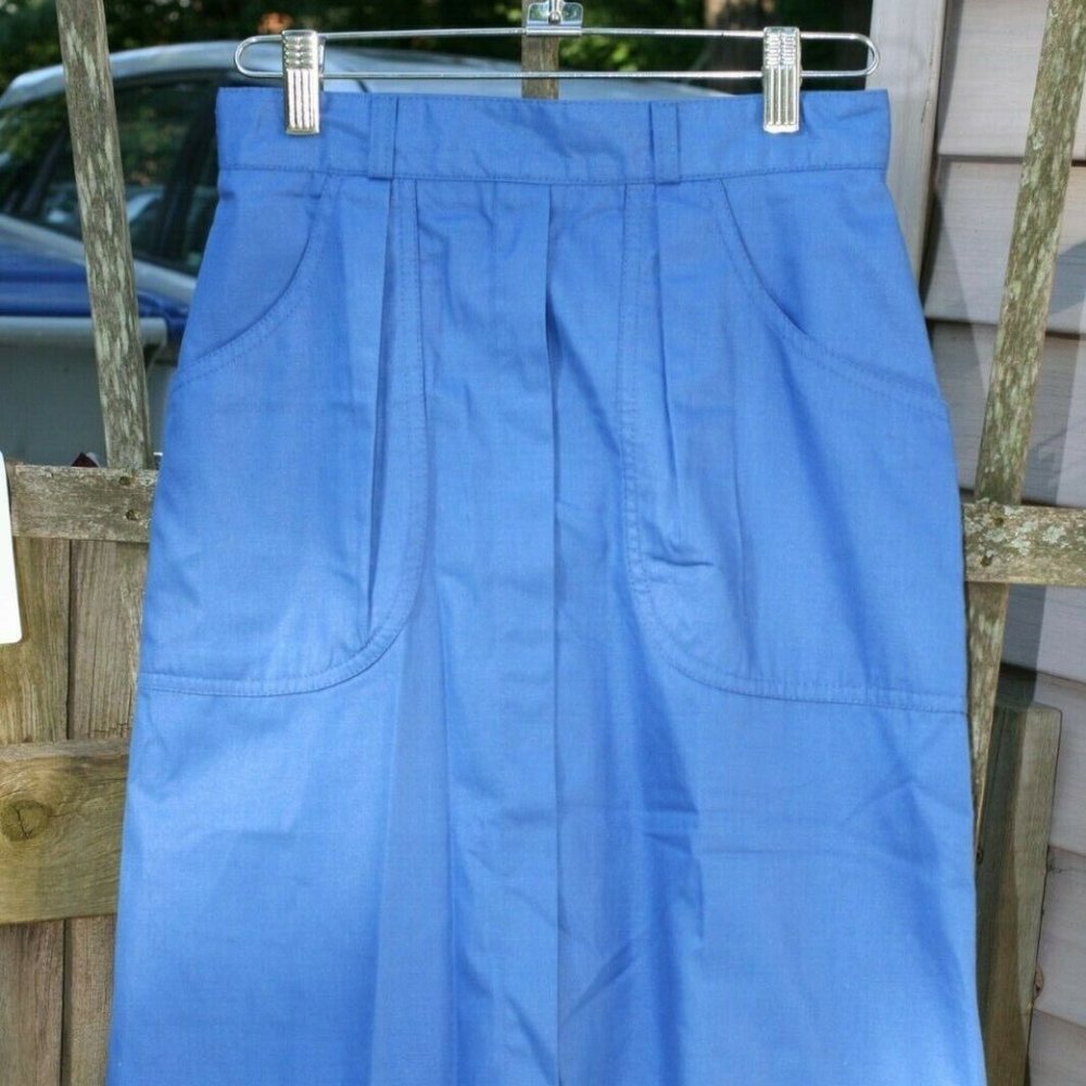 Vintage College Town High Waisted Pencil Skirt Cornflower Blue 7/8 XS